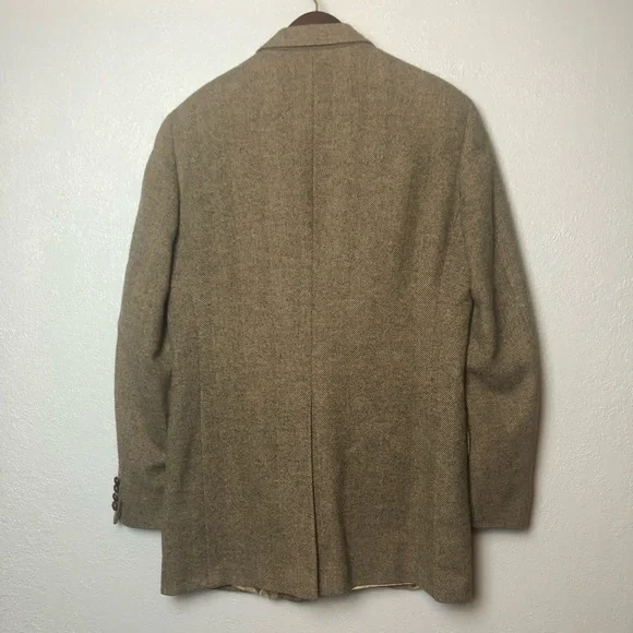 CHAPS Ralph Lauren suit coat blazer woven in Scotland Camel Hair jacket Sz Large - Picture 10 of 16